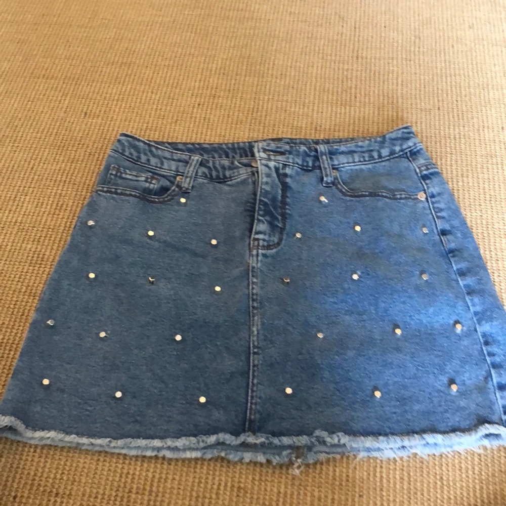Denim skirt with silver studs